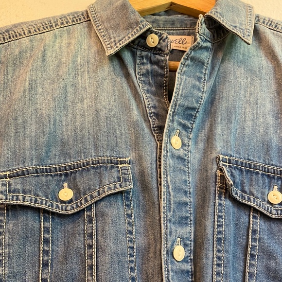 Madewell Denim Button Up with Frayed Ends - Picture 3 of 7